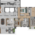 Planta tipo do apto. de 215 m² - 3 suítes