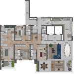 Planta tipo do apto. de 290 m² - 4 suítes