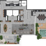 Planta do apto. duplex de 420 m² - superior
