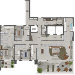 Planta do apto. duplex de 571 m² - inferior