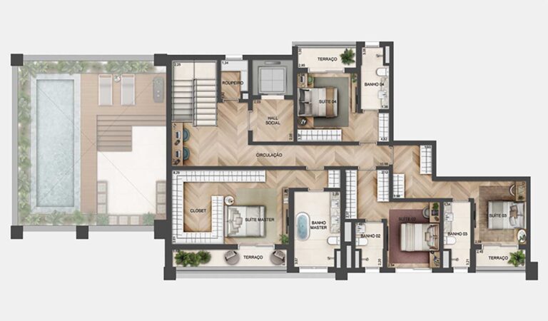 Planta de 329 m² - duplex - superior